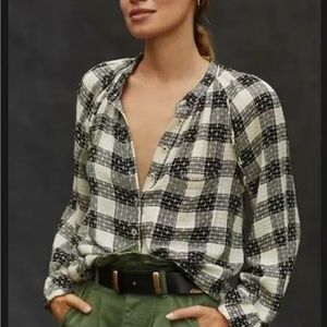 Anthropologie Pilcro Breezy Button Down Plaid Long sleeve XS